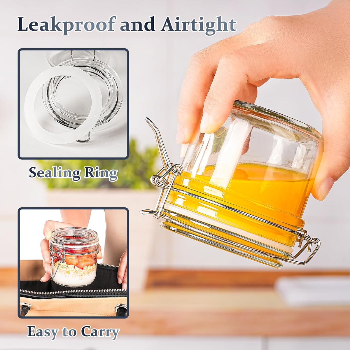 7 oz Glass Jars with Airtight Lid, 12Pk Small Mason Jars for Storage &amp; Gift