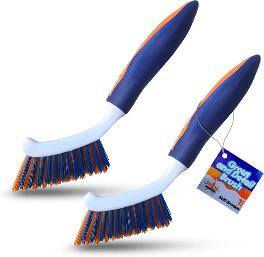 Bring It On Grout Cleaning Brush – Crevice Cleaning Brush with Stiff Nylon Bristles – 8-inch Heavy-Duty Grout and Tile