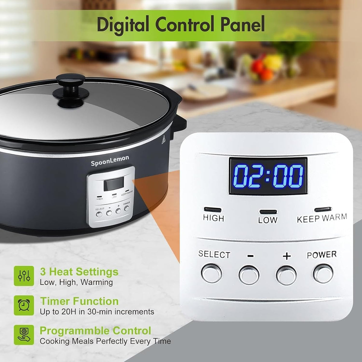 7 Quart Slow Cooker, Electric Slow Cooker Oval with Nonstick Removable Inner Ceramic Pot, Programmable with 3 Temp Settings