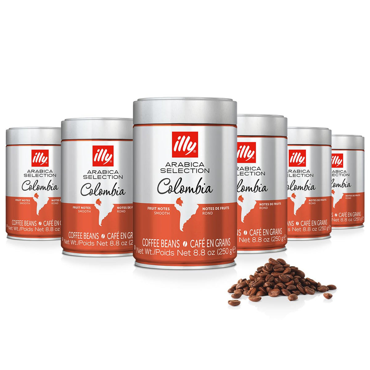 illy Whole Bean Coffee, Colombia Single Origin Medium Roast, 8.8oz, 6 Pack | 100% Arabica, Premium Italian Coffee, Ideal for Espresso, Drip, Moka and French Press Brewing