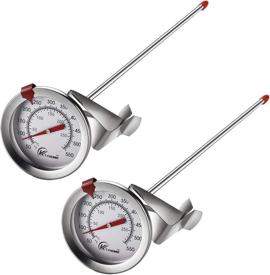 KT THERMO Deep Fry Thermometer with Instant Read,Oil Thermometer(2-Pack),12” Stainless Steel Stem Meat Cooking