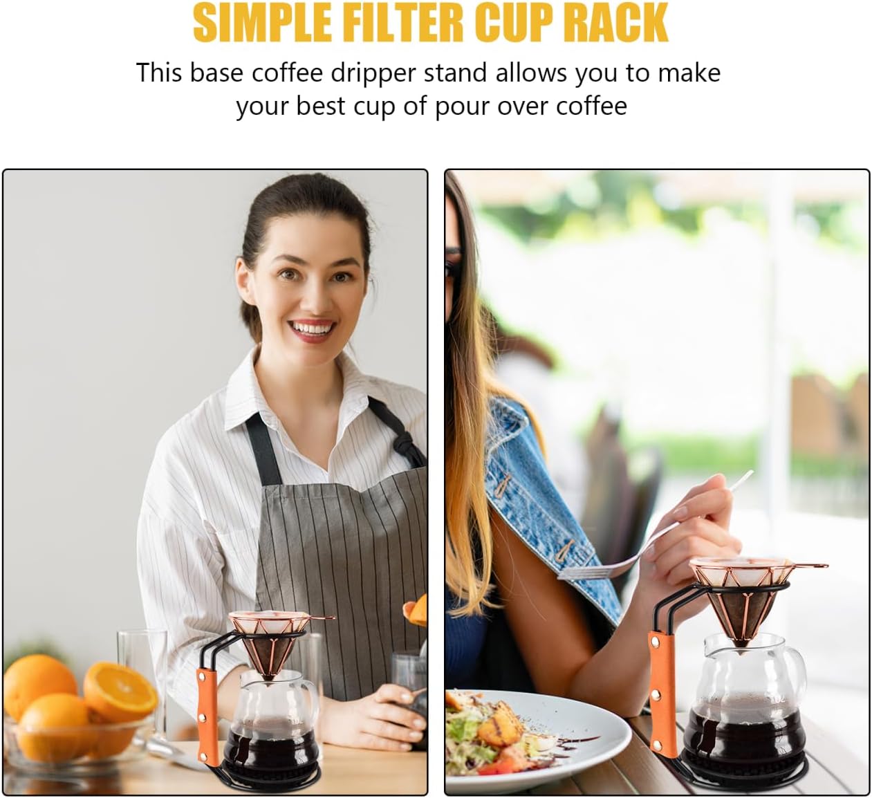 Hemoton Coffee Dripper Stand with Non-Slip Handle Adjustable Stainless Steel Filter Cup Holder for Brewing Compact 7.48X4.72X3.54 Inch Coffee Accessory for Home and Cafe