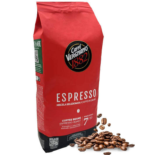 Caffe Vergnano 1882 Espresso Whole Bean Arabica Roast Coffee, 2.2 lb bag - Italian Medium Roast Coffee Beans with notes of