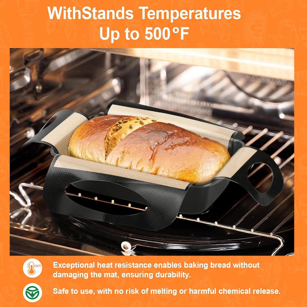 2Pcs Reusable Silicone Bread Loaf Pan Liner, Food-Grade Silicone Bread Sling, Sourdough Bread Baking Mat, Loaf Pan Lifters, Non-Stick&amp;Easy Clean Dough Transfer Tool, Fits 9x5 or 1.5lb Loaf Pans,Black