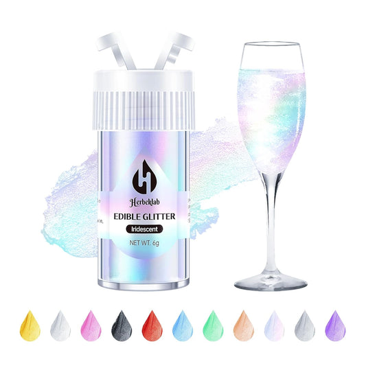 Iridescent Edible Glitter for Cocktails - Rainbow Luster Dust Edible Iridescent Drink Glitter Food Grade Shimmer Powder for