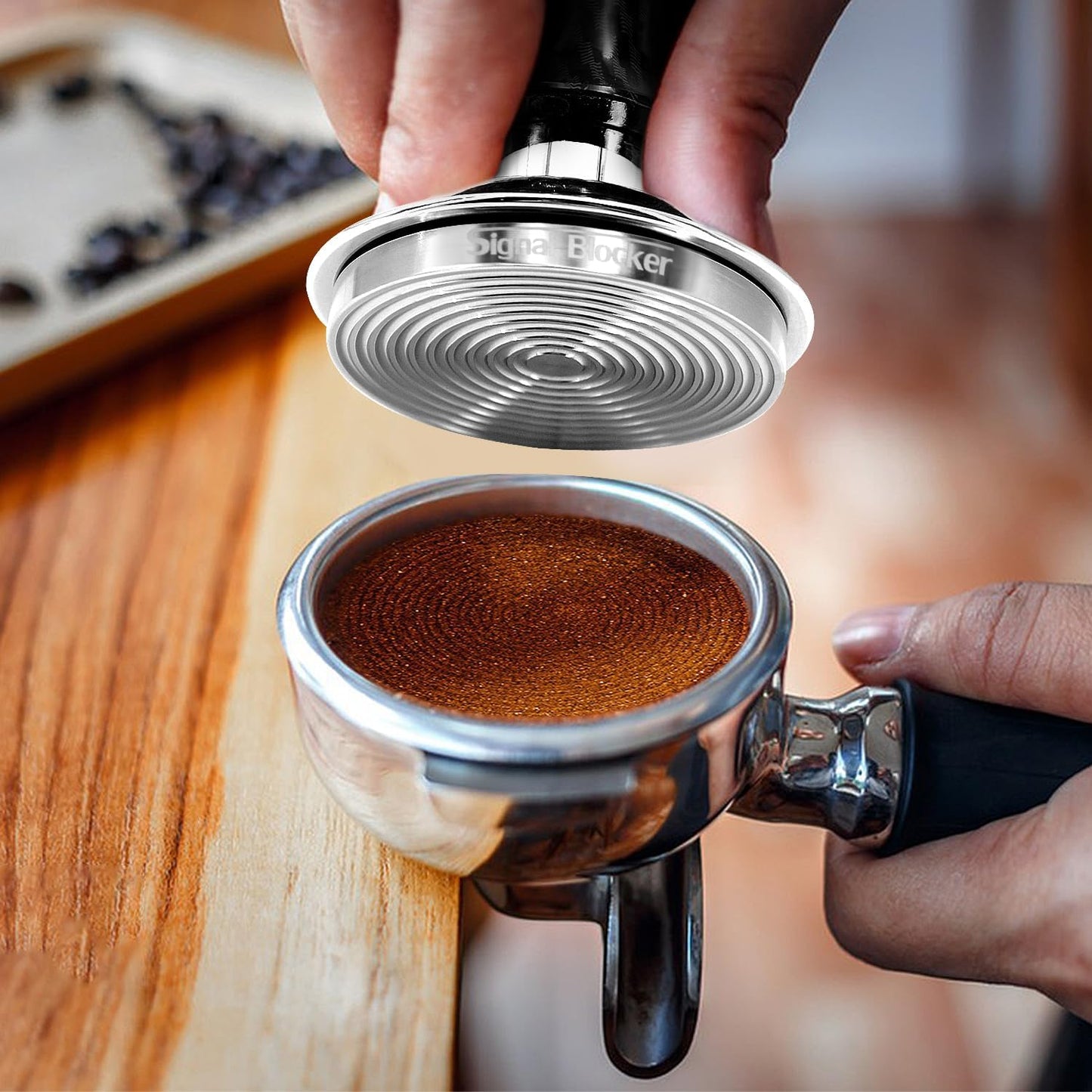 58mm Espresso Coffee Tamper for Espresso Machine: Calibrated Spring Loaded &amp; Stainless Steel Ripple Base - Carbon Fiber Handle with Constant 30lb Fits All 58mm Portafilters | Bundle Including WDT Tool
