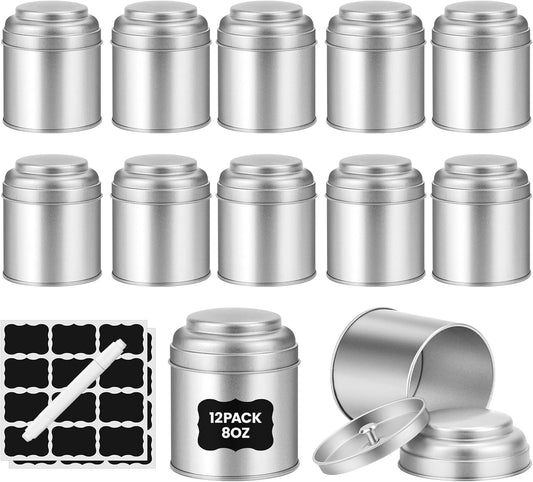 Tea Tin with Airtight Double Lids for Loose Leaf Tea Storage, 8 Oz Kitchen Small Tin Can and Tea Canister for Tea Coffee