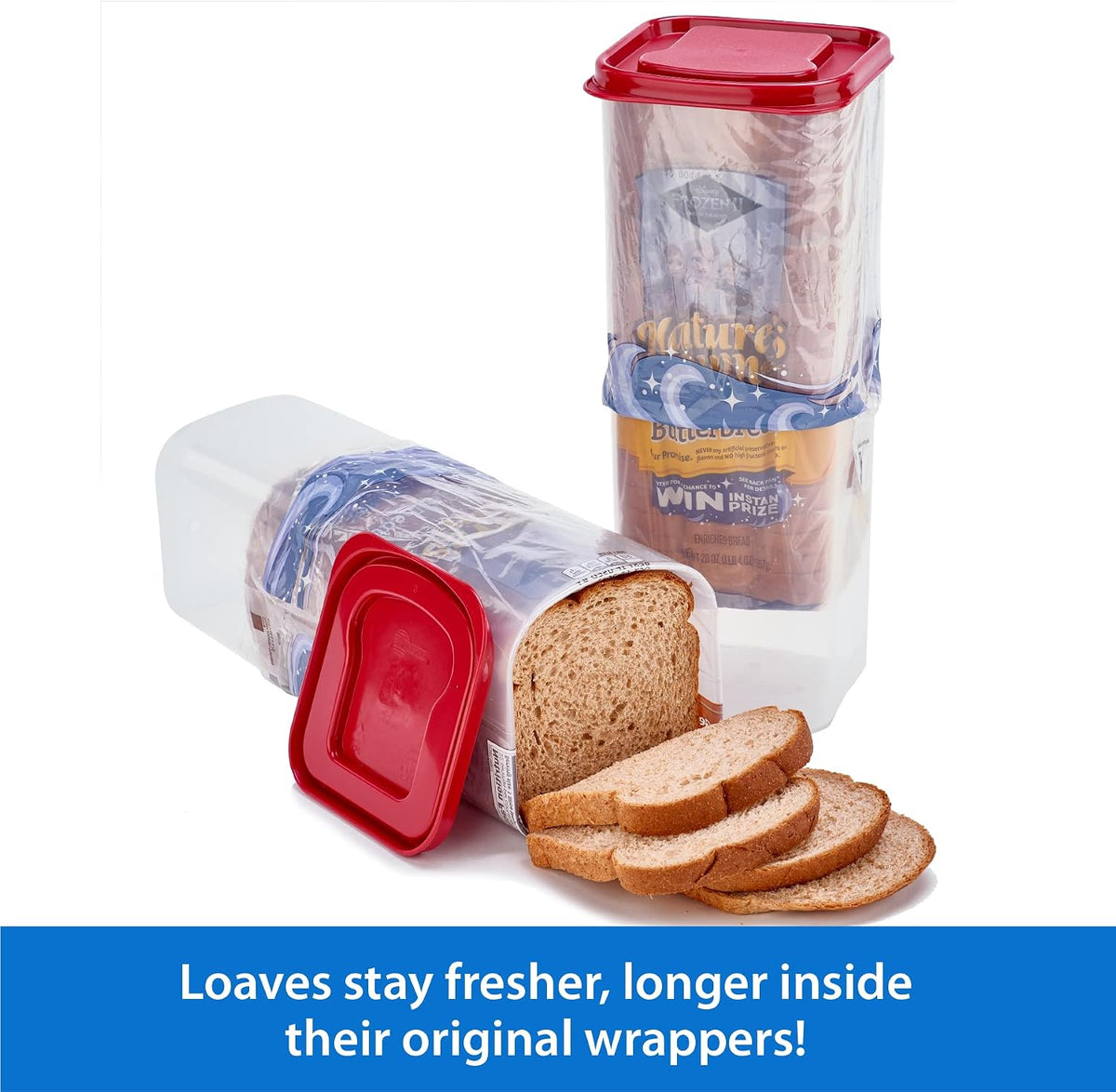 Buddeez Bread Buddy Bread Box – Red Lid, Pack of 2