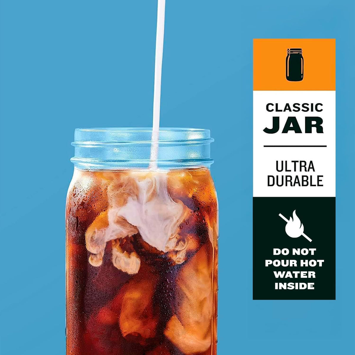 County Line Kitchen Glass Cold Brew Coffee Maker with Lid - Wide Mouth, 2 Quart (64 oz) - Heavy Duty, Leak Proof - Sun & Iced Tea Pitcher, Cold Brew Coffee, Breast Milk Storage, Water - Black