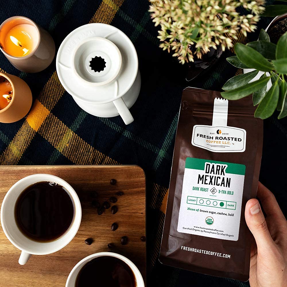 Fresh Roasted Coffee, Organic Dark Mexican | Mold & Myco 3rd Party Tested, USDA Organic, Kosher | Dark Roast 2 lb (32 oz) Ground