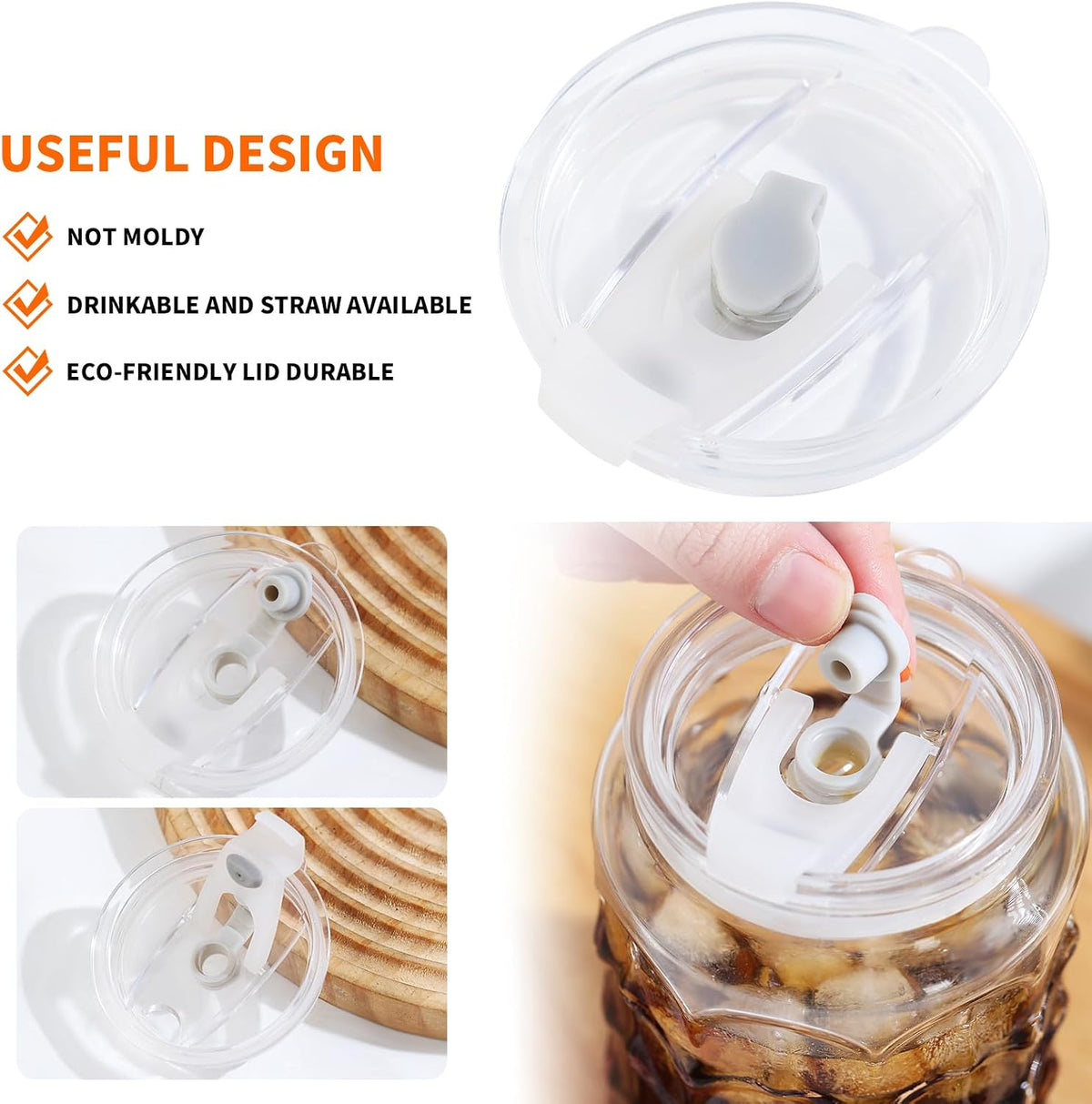 Jiuchen 4-Pack 18oz Borosilicate Glass Cups with Leakproof Lids & Straws