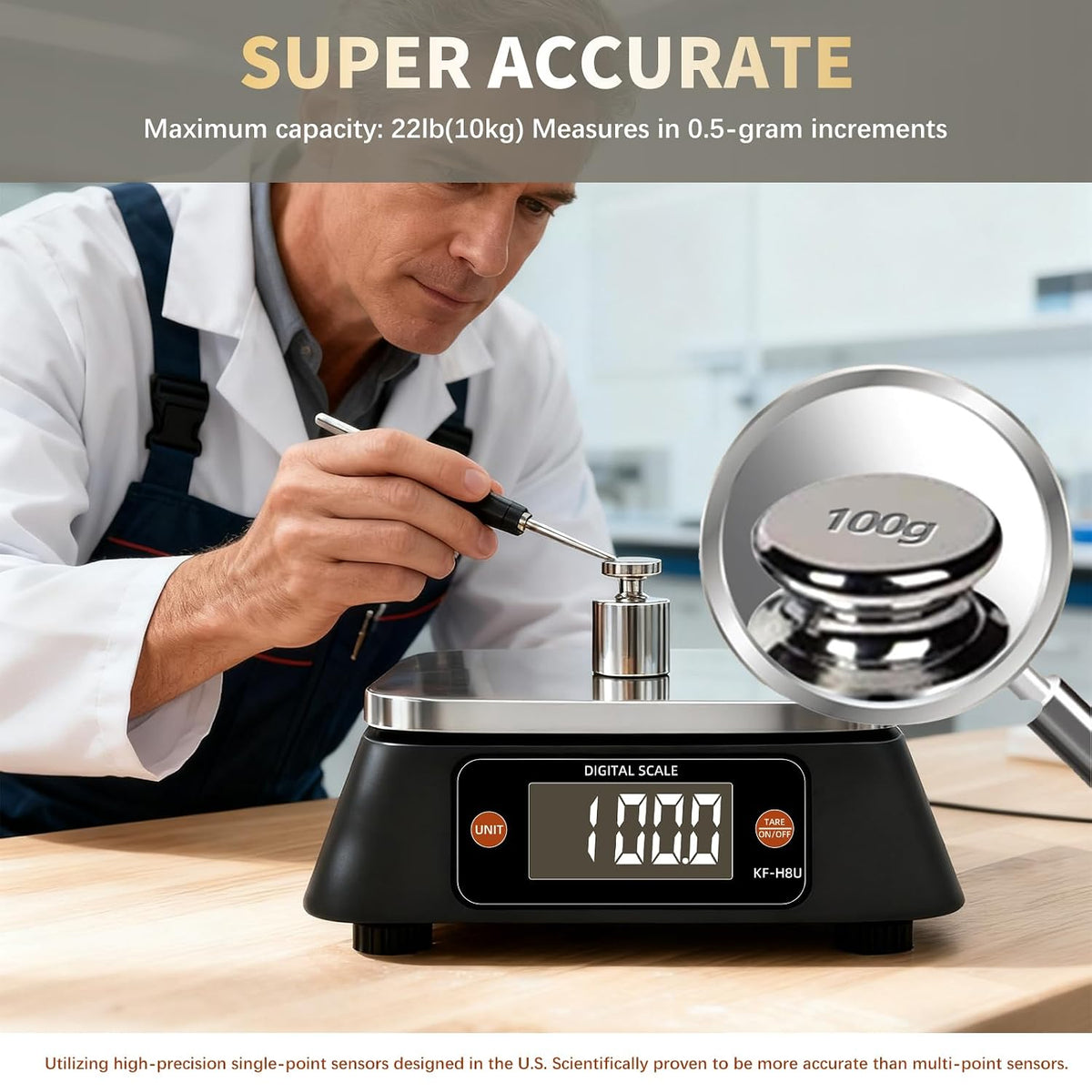 Commercial Kitchen Scale with% Rate, YONCON KF-H8U 22lb/0.02oz Food Scale