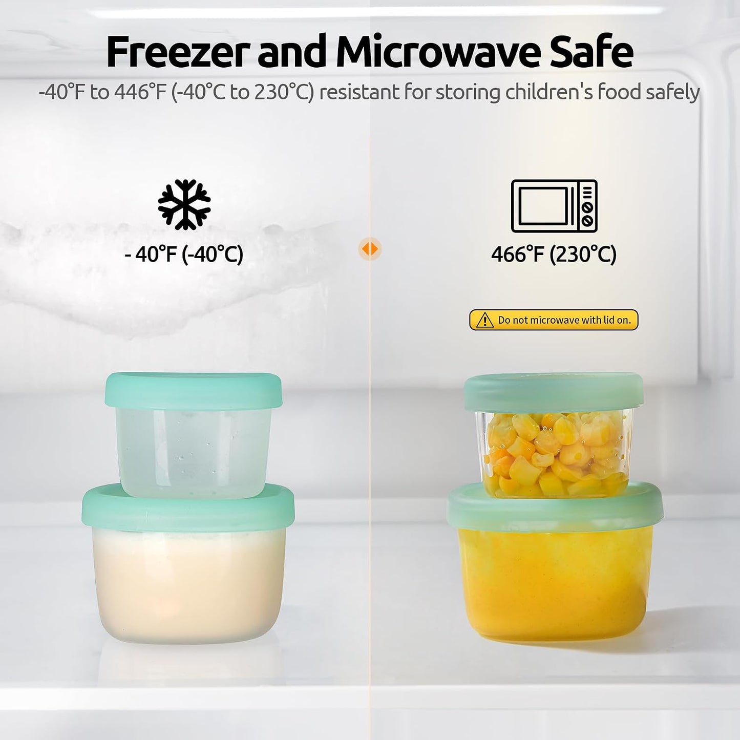 U-Taste Silicone Container with Lids, Small Mini Food Storage, 6oz * 2