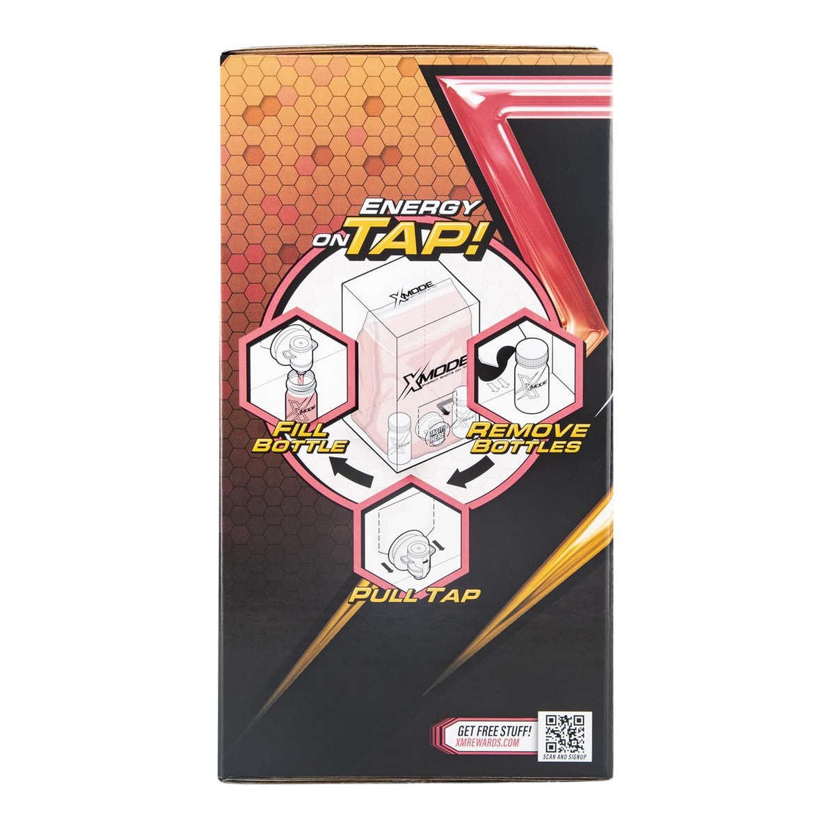 XMODE Energy Shots on Tap Dispenser – 100 (1oz) Servings with 2 Refillable Bottles, Peach Lightning Flavor, Extra Strength with 150mg Caffeine/oz, B12 and Sugar Free