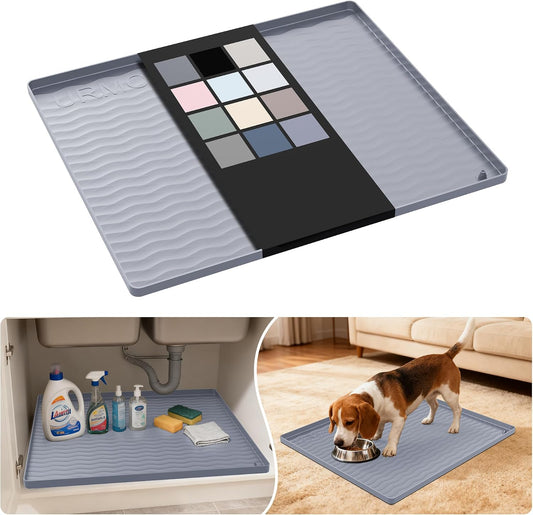 URMONA Waterproof Silicone Under Sink Mat, 22 x 19 in, Flexible Shelf Liner