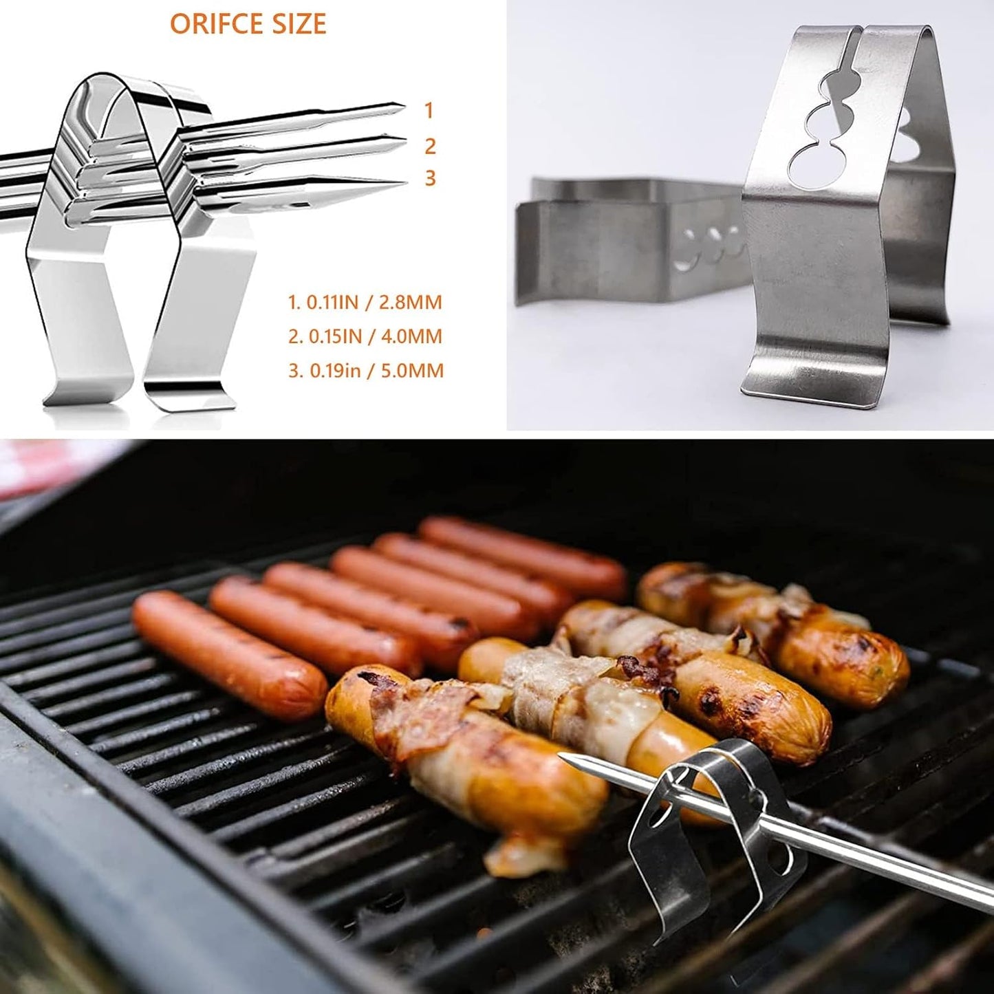 Meat Probe Replacement for Thermopro Thermometer TP04 TP06 etc, 2.5mm Plug | With 2 Clips, Steel Mesh Cable, Non-Slip Grip, Temp Range 32°F-572°F, 304 Stainless Steel, Plug &amp; Play, Waterproof Probe Tip