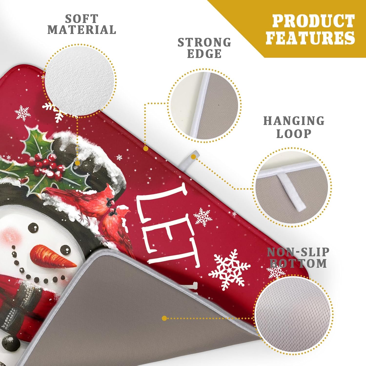 Merry Christmas Dish Drying Mat for Kitchen Counter 18x24 Inch Let It Snow Dish Draining Mat Xmas Snowflakes Decorations