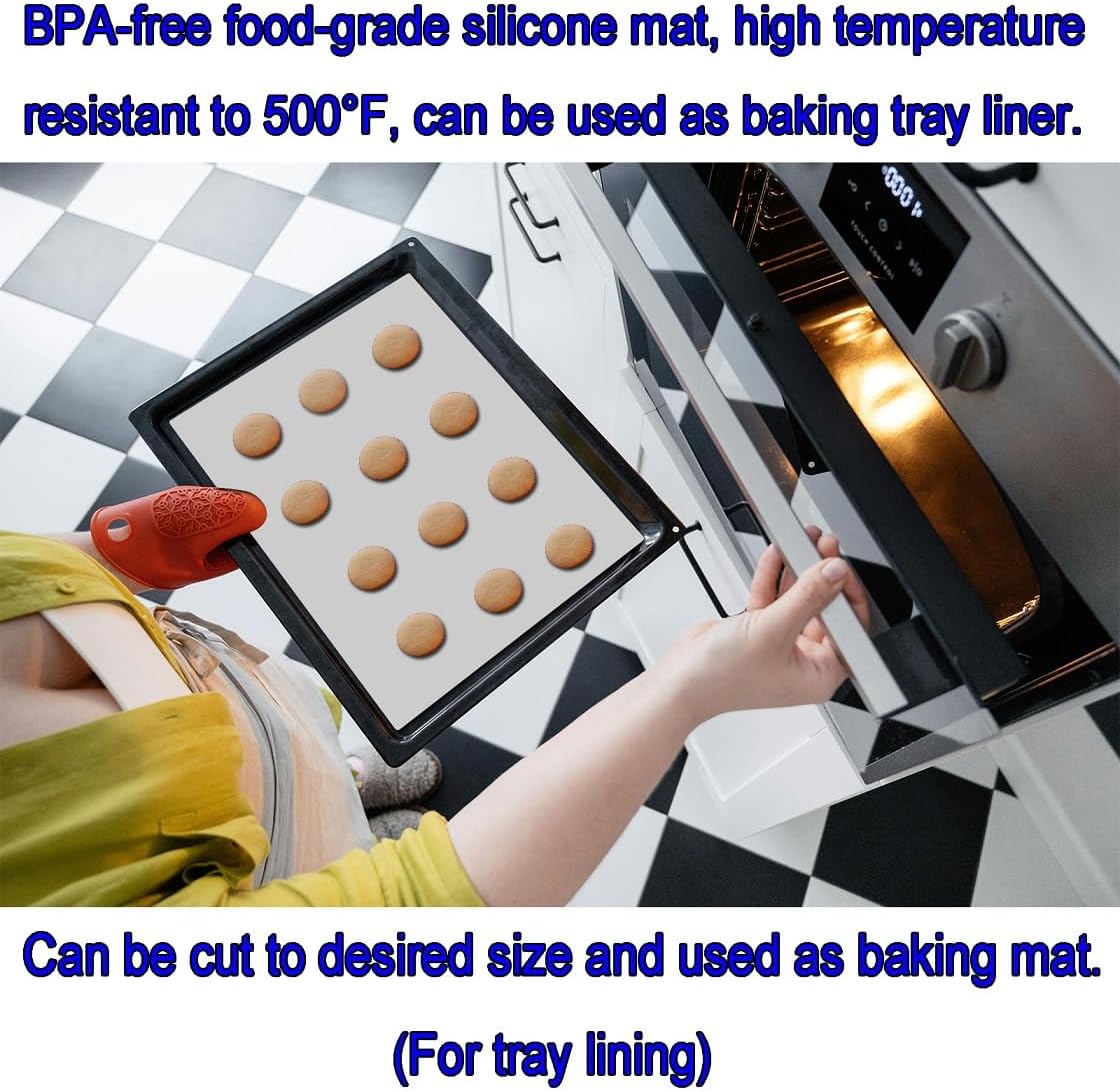Silicone Mat - Non-Stick, Reusable &amp; Heat Resistant Up to 500°F, Fits Resin Crafts, Dishwasher Safe for Baking, Cookies, Pastry (36” x 24”)