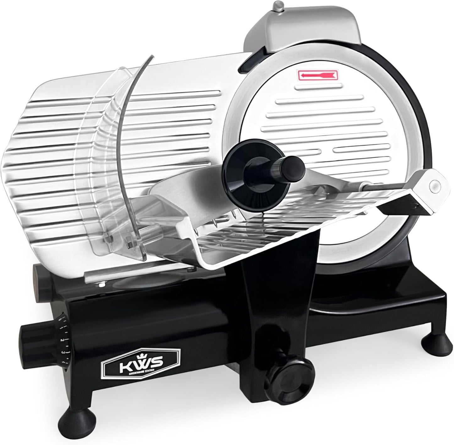 KWS MS-10XS Premium 320W Electric Meat Slicer 10-Inch in Black with 304 Stainless Steel Blade, Frozen Meat/Deli/Cheese/Food Slicer Low Noises Commercial and Home Use [ ETL, NSF Certified ] | 10" Stainless Steel Blade, Frozen Meat/Deli /Cheese/Food Slicer