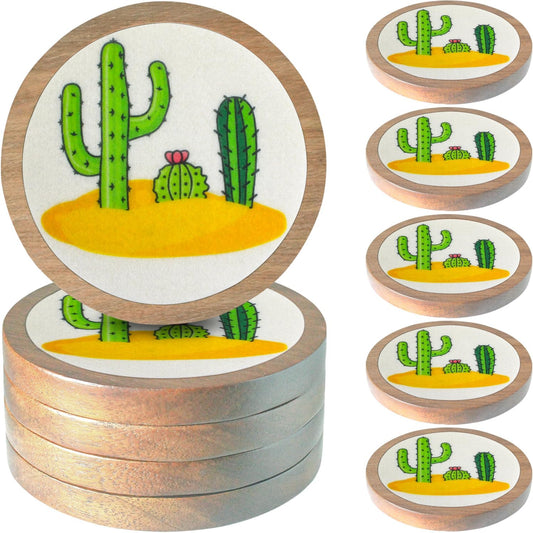 Cactus Coasters for Drinks, Minacun Absorbent Coaster Set of 5, Funny Coasters for Coffee Tabletop Protection, Unique Gift