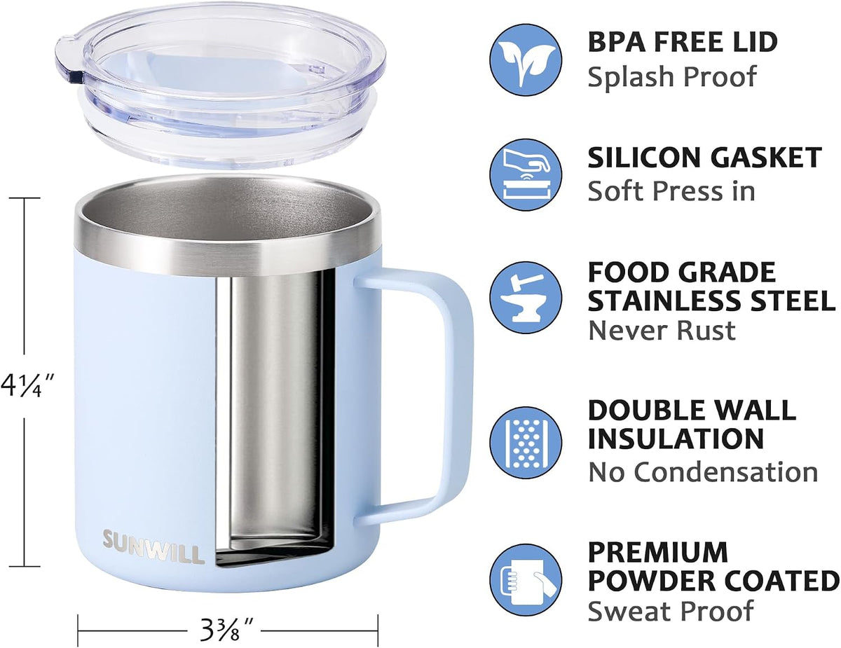 SUNWILL Travel Coffee Mug Set of 4