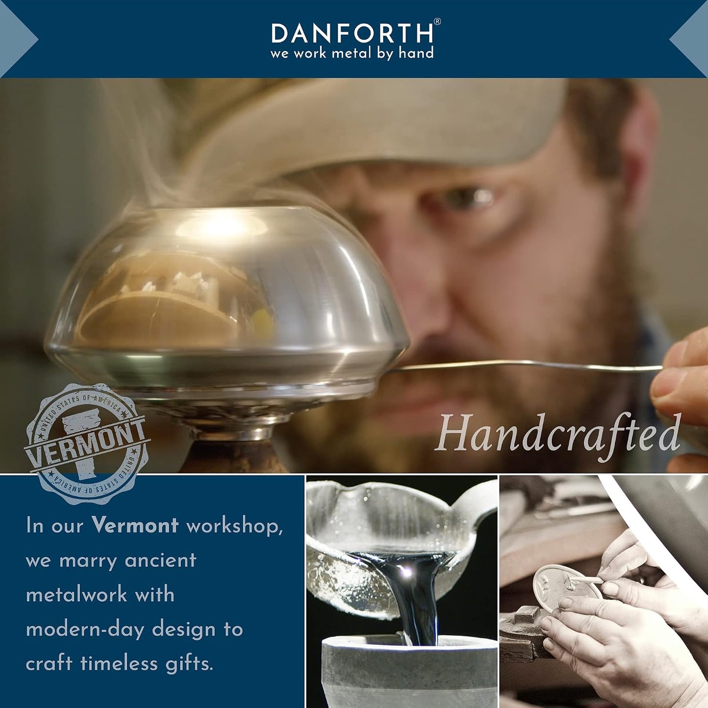 Danforth Riversong Mocha Coffee Scoop | Pewter Handcrafted in USA | Premium Hand-Painted Pewter Coffee Scoop | Coffee Lover Gift, Hostess Present | 50 Years of Quality Craftsmanship | 5 1/2 In.
