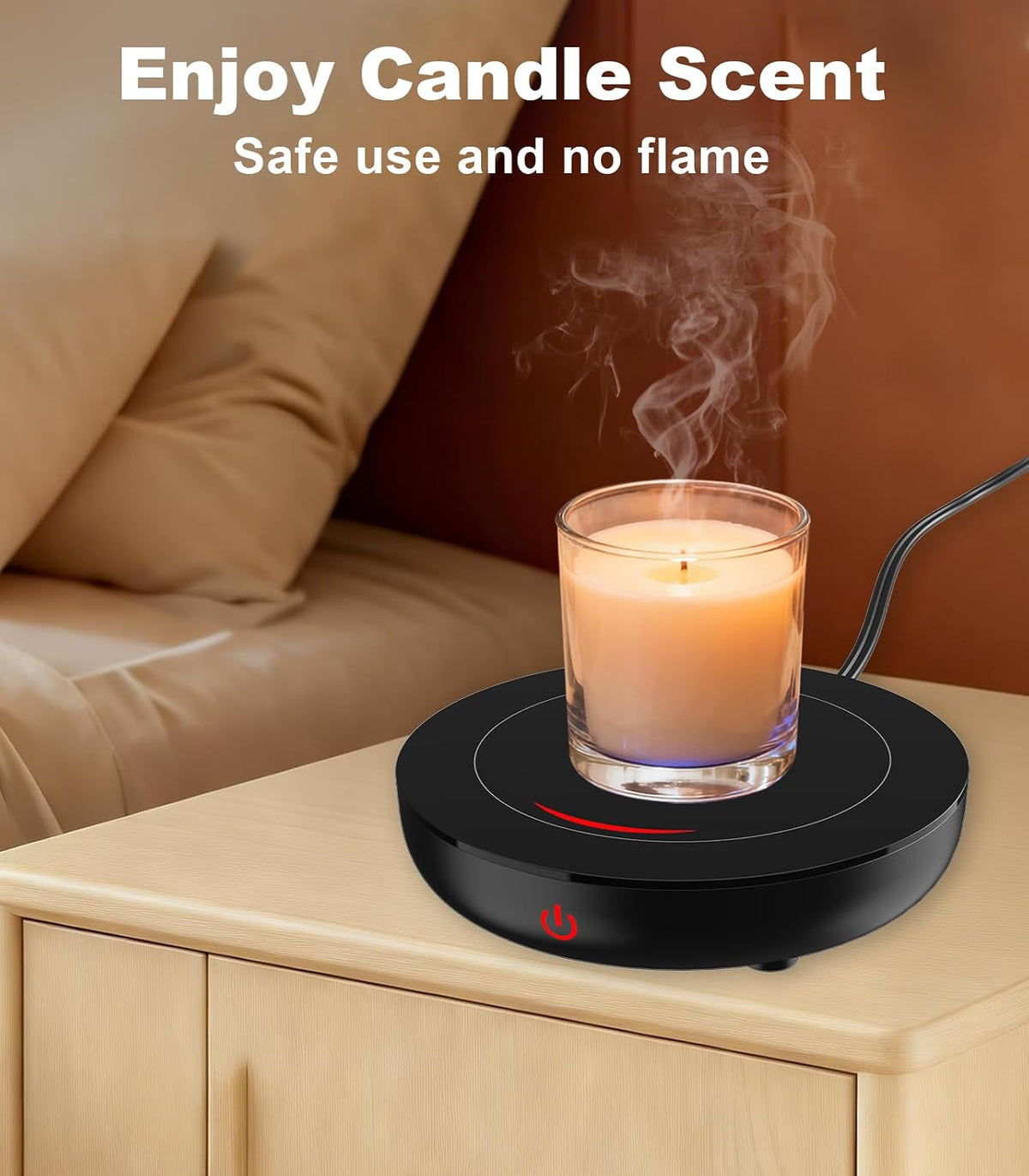 Kepwam Coffee Mug Warmer for Desk, 3-Temp Fast Heating Cup Warmer with 6H Auto Shut Off, LED Light &amp; Smart Candle Warmer for All Beverages, Ideal Gifts for Women Men