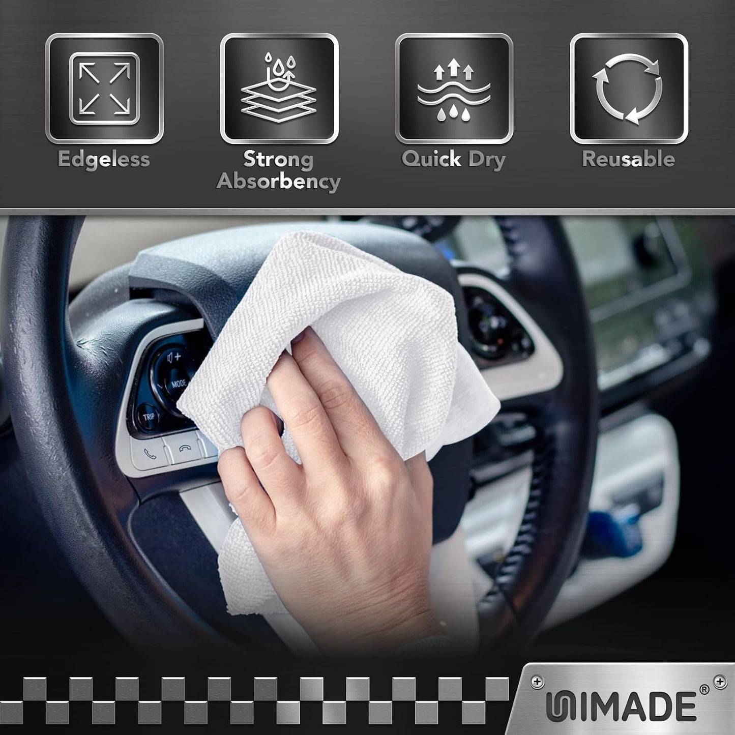 UNIMADE Shop Towel Rag, 200 Pack Reusable Microfiber Cleaning Cloth
