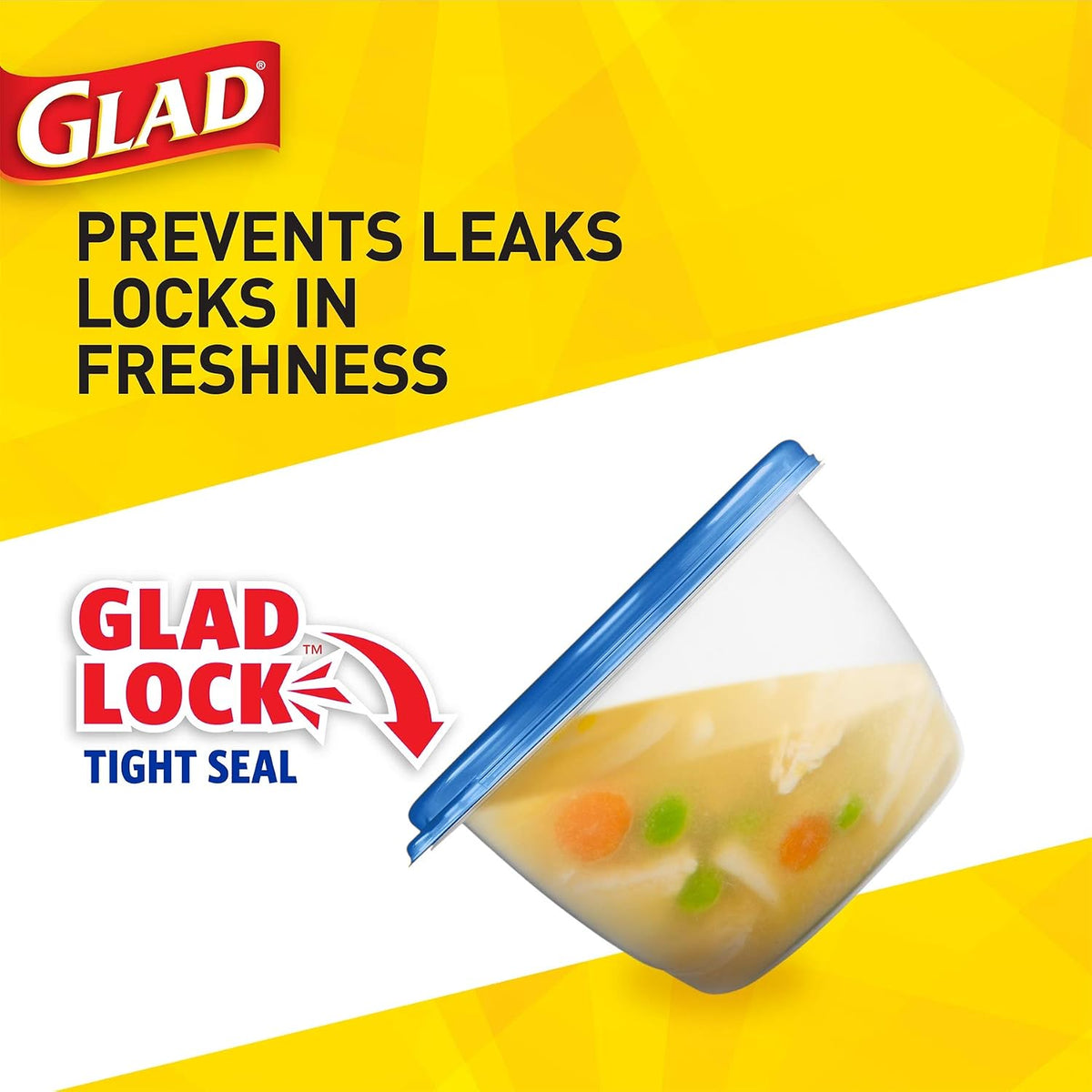 Glad Family Size Food Storage Containers, XL Square (104 Oz) - 3 Count, Standard