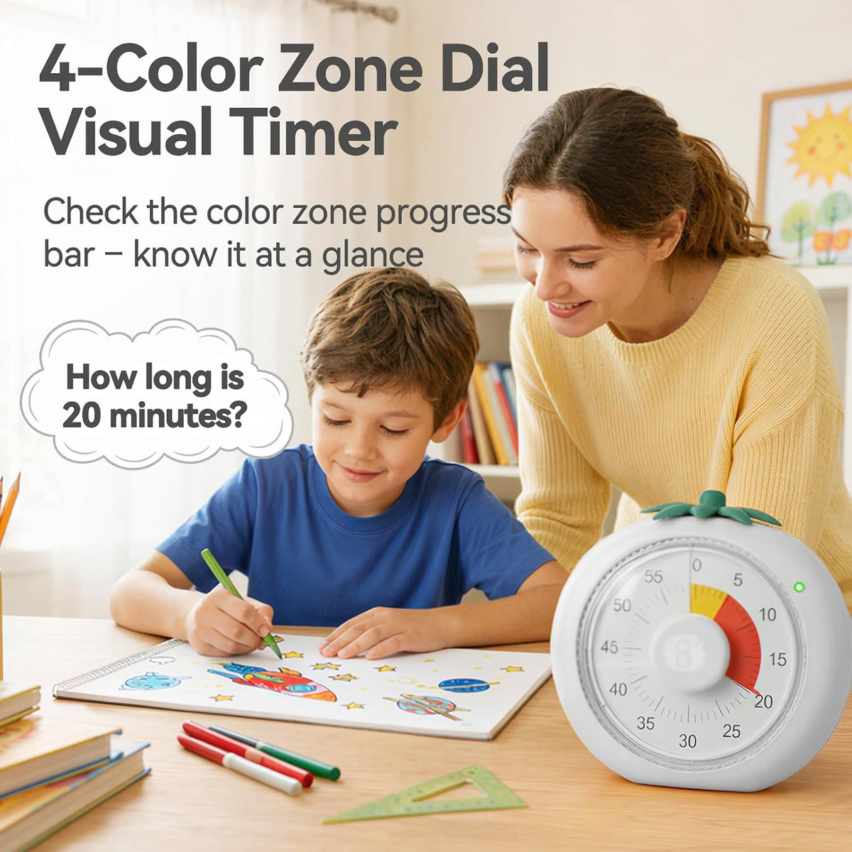 Magnetic Visual Timer, 60-Minute Countdown for Kitchen Classroom Homework