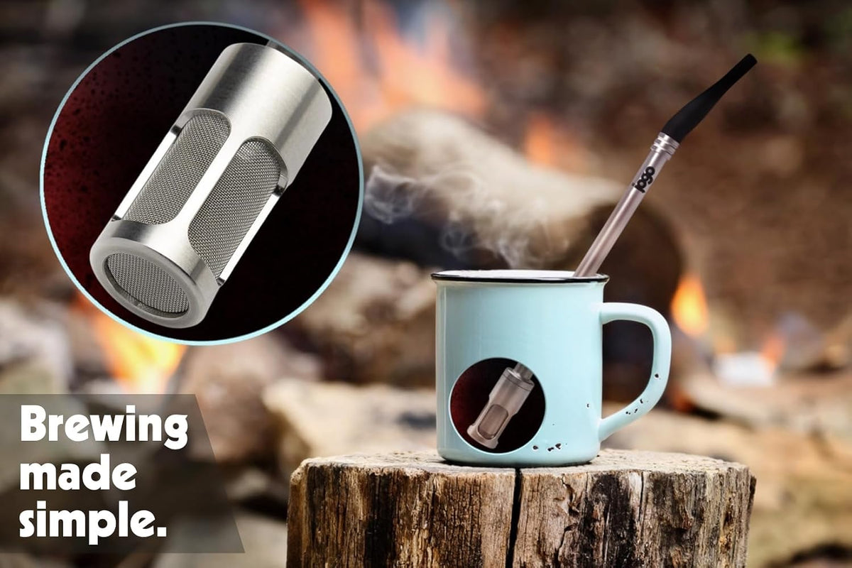 JoGo - The Original Coffee and Tea Brewing Straw - Portable Coffee Maker - Stainless Steel Single Serve Strainer - Filter
