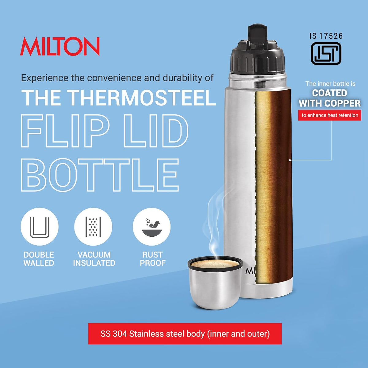 Milton Flask 34 oz Insulated Water Bottle with Cover