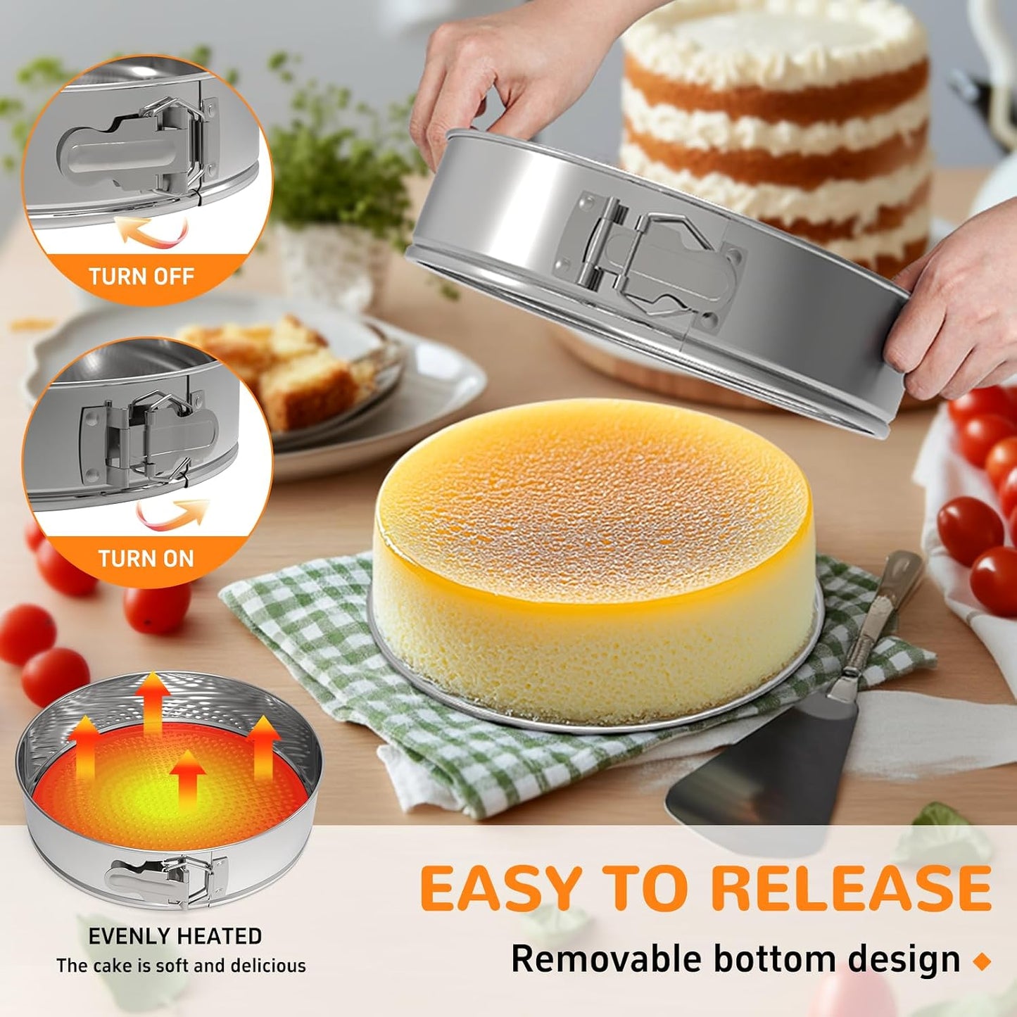 ZeroPone 10 Inch 304 Stainless Steel Springform Pan with Removable Bottom