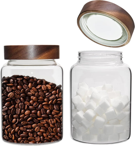 Glass Spice Jar Coffee Sugar Container Airtight Glass Jar Food Storage Canisters Bottle for Kitchen Seasoning Tea Herb