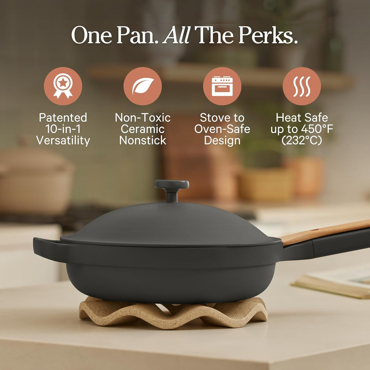 Our Place Always Pan 2.0-10.5” (2.6 Qt) Nonstick, Toxin-Free Ceramic Cookware | Patented 10-in-1 Aluminum Frying & Sauté Pan | Safe for Oven, Induction & All Cooktops up to 450°F | Char