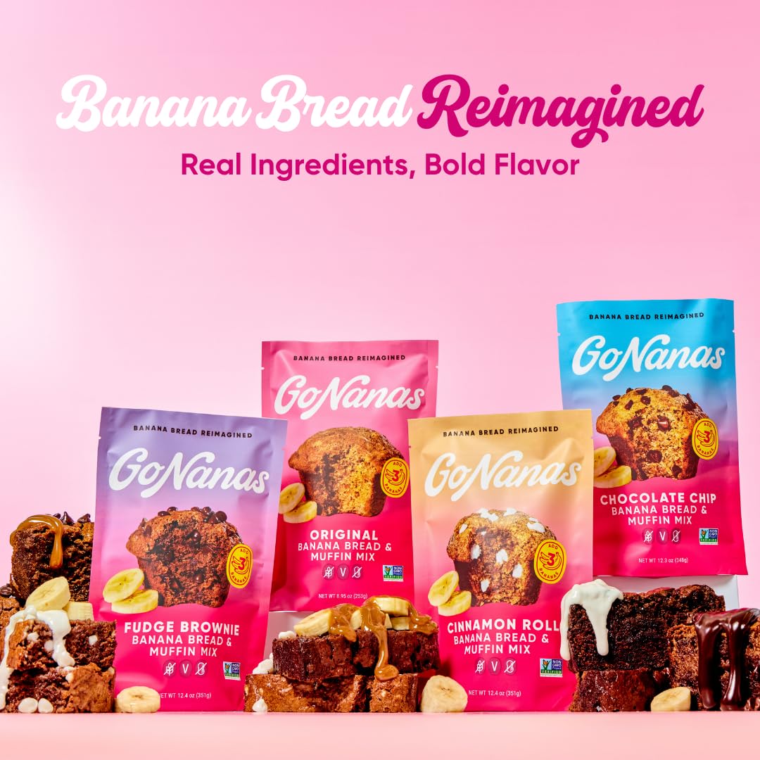 GoNanas Salted Caramel Banana Bread &amp; Muffin Mix, Gluten Free Vegan, 1 Pack | Dairy Free, Nut Free, Soy Free | Allergen Friendly | Better for You | Customizable | Bakes 12 Muffins or 1 Loaf | Women-Owned