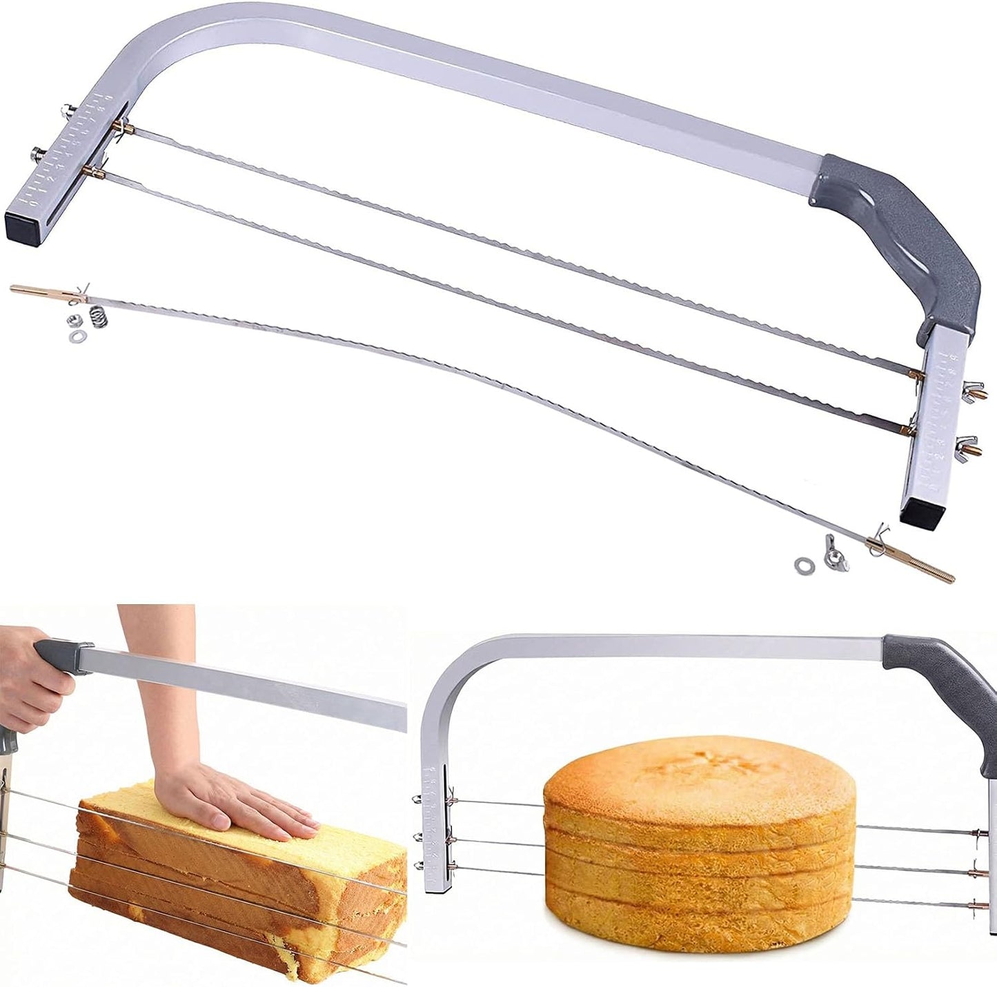 Professional Cake Leveler Slicer Cutter 4-Layer Stainless Cutter | Commercial Use, Cake Slicer for Even Slices, Stainless Steel, Large Bread Cutter Toast Cutting Saw, 1-9 cm Adjustable