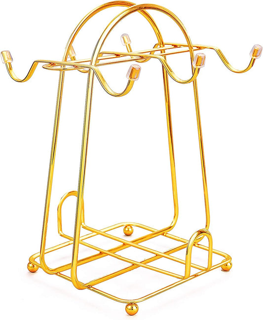 CHENP.HMC Home Storage Mug Hooks Stainless Steel Wire Rack Display Stand Service for Tea Cups,Bracket,Gold Metal Stand for