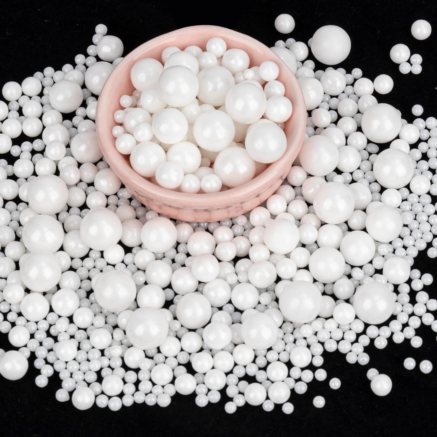 Twisweet White Pearl Sprinkles for Cake Decorating, Edible Sugar Pearls for Baking, Mix Size, Cake T
