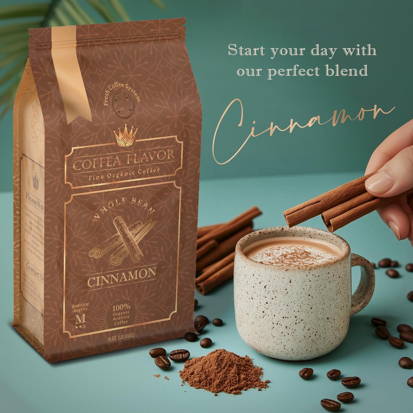 Organic Whole Bean Coffee Medium Roast (16oz) - Cinnamon Flavored