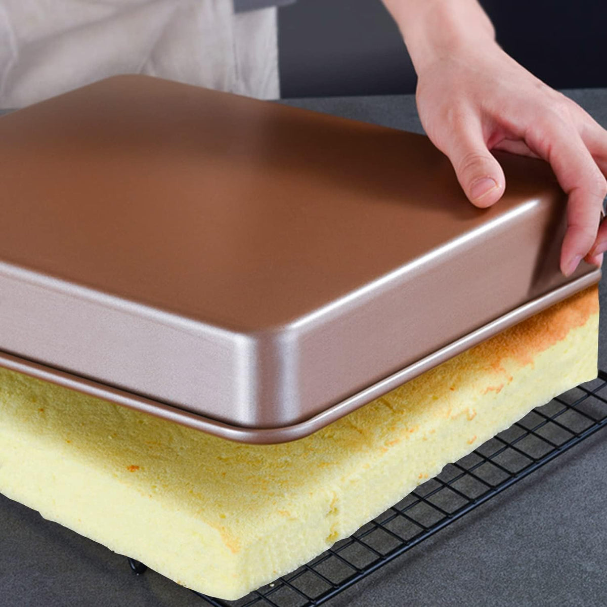 2 Pack Baking Sheet Pans, Deep Size Baking Pan Nonstick Cookie Sheet Brownie Cake Pan Bread Pan Toaster Oven Tray Bakeware, 12.7x10.6x2.4 Inches, Easy Clean &amp; Food Safe (12.7 x 10.6 x 2.4)