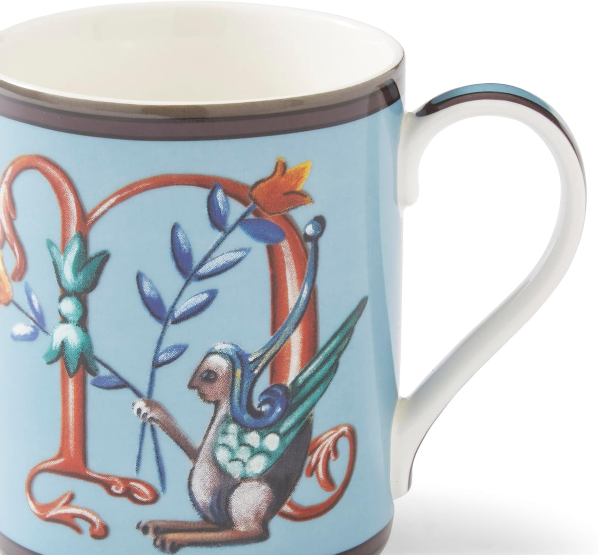 Spode Kit Kemp 12oz Mug in Fine China, N Initial - Custom Coffee Cup for Hot Beverages, Personalized Gift Idea for Her, Him, Friends, Coffee Lovers - Stylish Letter Mug for Daily Use, Dishwasher Safe