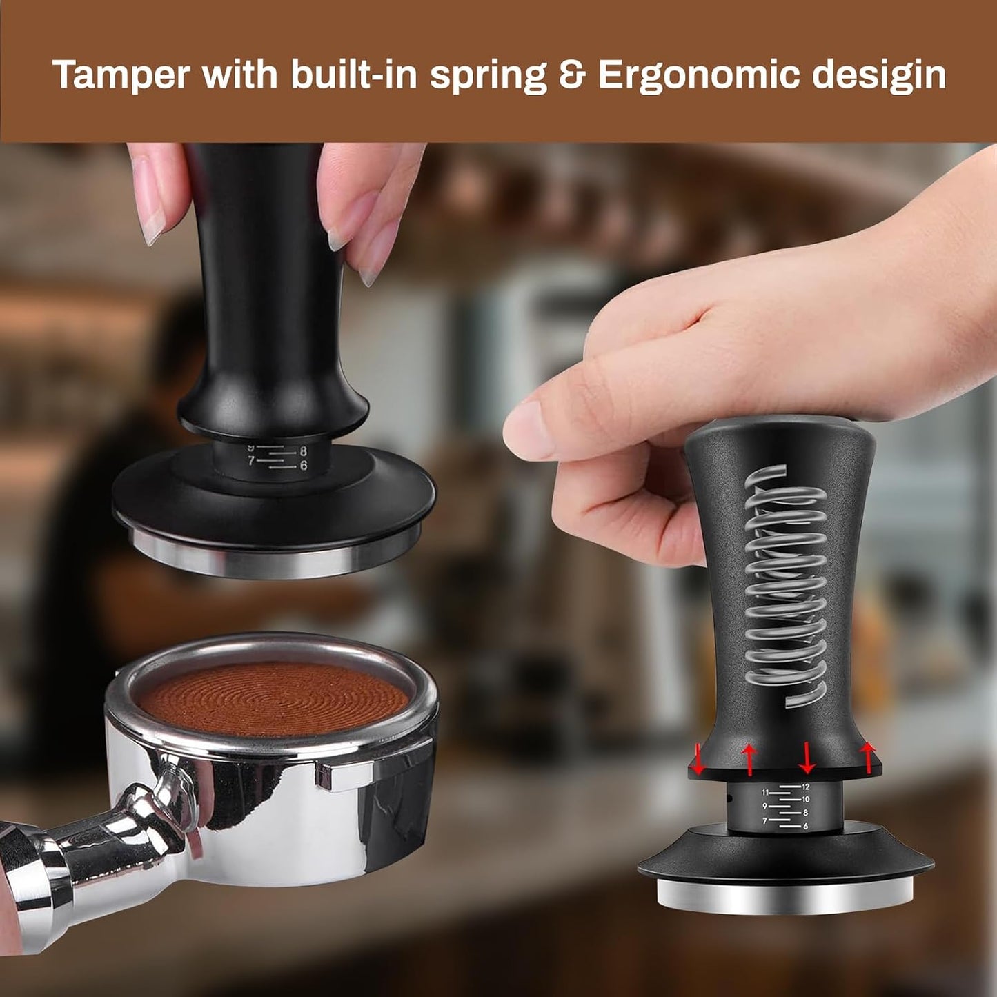 54mm Espresso Accessories Kit - 54mm Tamper Suitable for 54mm bottomless portafilter and 4 OZ Espresso Cups Set of 2 - WDT Tool Dosing Funnel Espresso Machine Accessories Distribution Tool