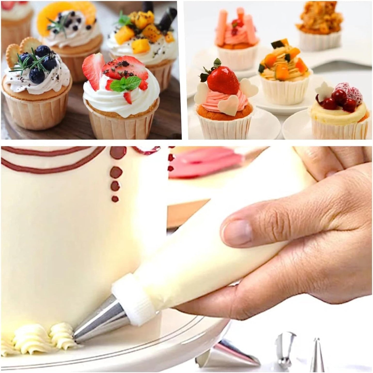 22 inch Large Piping Bags, AMBESTAR 100 Pcs Big Tipless Clear Plastic Disposable Pastry Bags for Frosting Decorating Cake Cupcake Cookie, Pro Long Thick Pastry Bag Essential Baking Tools