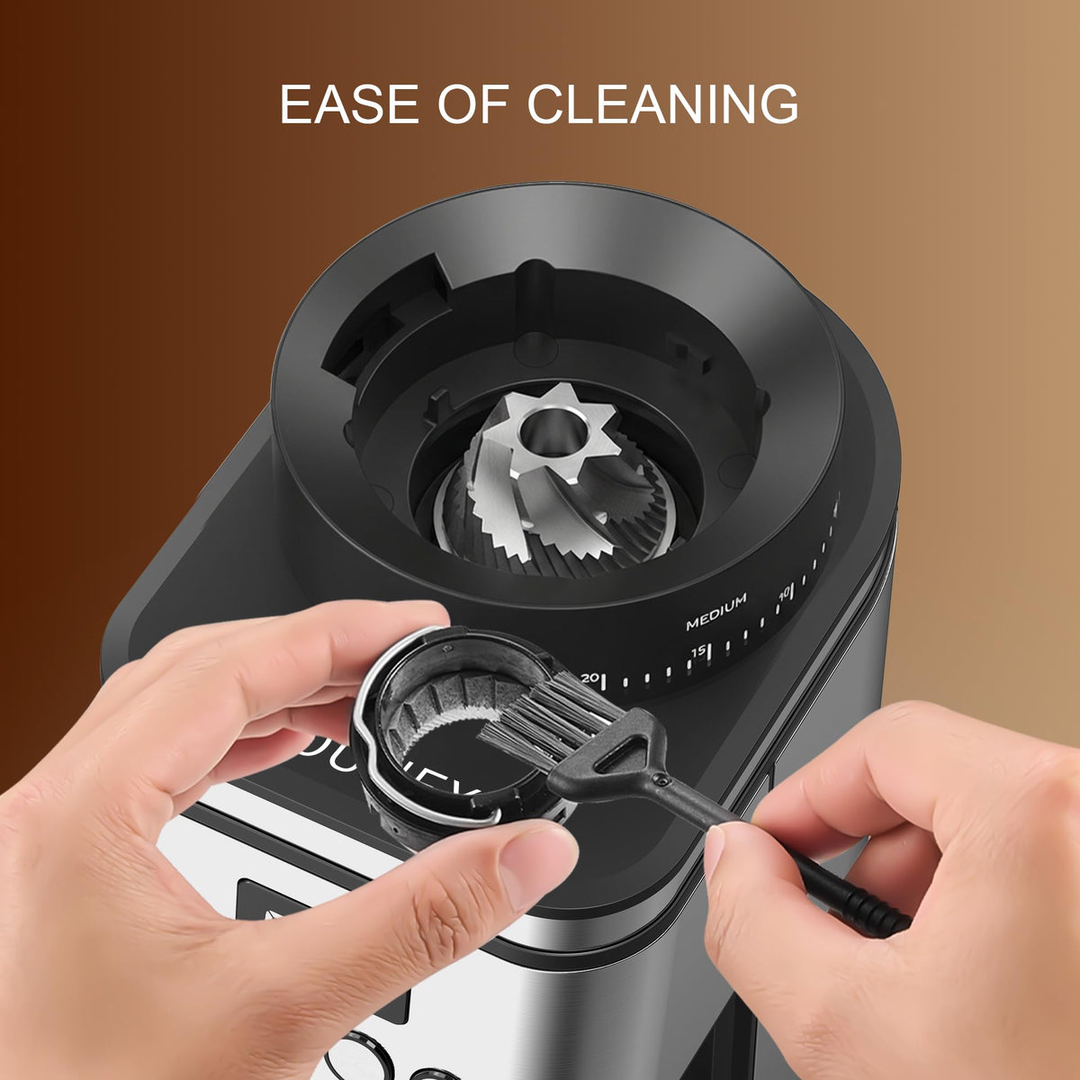 Rounexes Conical Burr Coffee Grinder Electric,Stainless Steel Coffee Grinder for Home, Adjustable Burr Grinder with 30 Grind