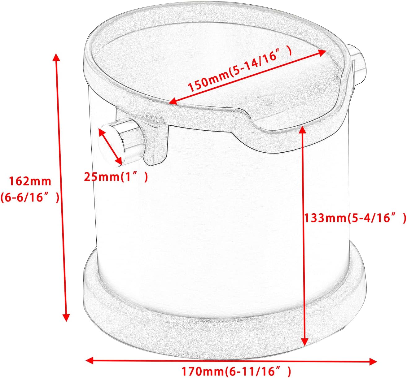 DIBTSA Espresso Knock Box, Capacity 60.8oz/1800ML Stainless Steel Coffee Grounds Container Waste Bin Coffee Tools for Barista and Non-slip Base (Silver)