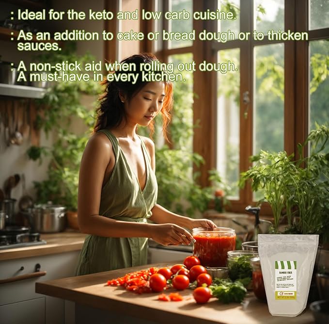 Zimmermann Bamboo Fiber 2.2lb 1000g, gluten free flour, Non GMO, Keto Flour, 100% Bamboo, Keto & Low-Carb Baking & Cooking, Low Calorie Flour