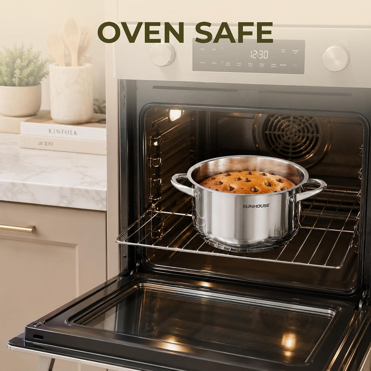 Sunhouse Stainless Steel Stock Pot - 11 Quart Heavy-Duty Induction Cooking Pot with Visible Lid for Pasta, Soup, Spaghetti - Nonstick Thick-Bottom Deep Stockpot for Canning, Boiling, and Simmering