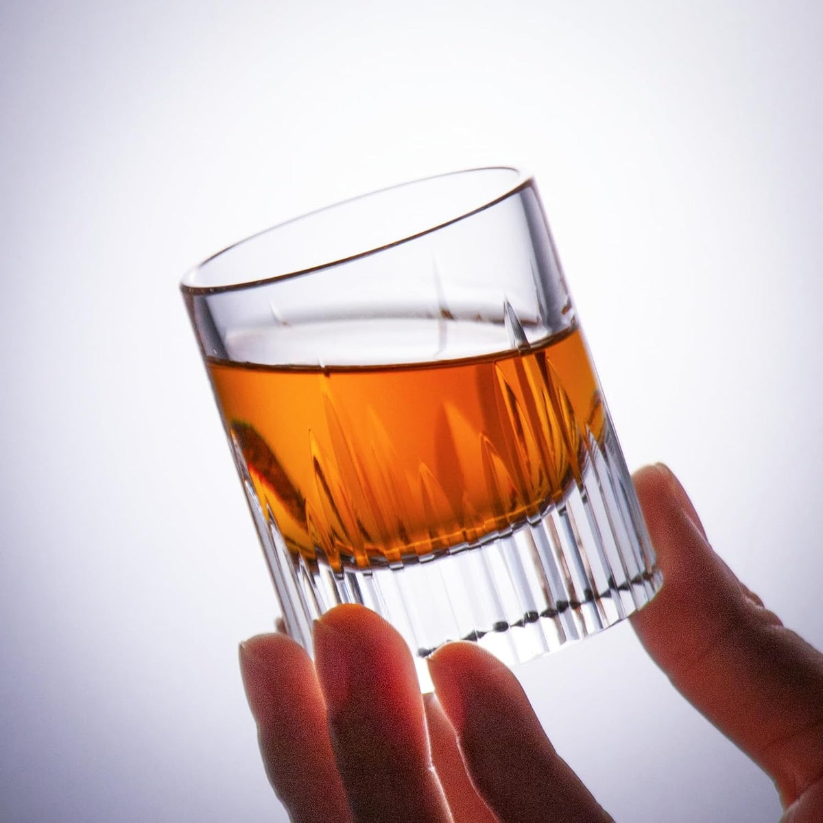 KAMMAK Crystal Whiskey Glasses Set of 2, Luxury 2.03oz Old Fashioned Glasses Stemless, Handcrafted Liquor Glasses, Hand Blown Scotch Cup for Women, Men Barware Gift for Cocktail, Bourbon