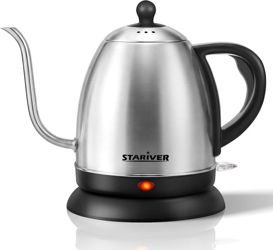 Stariver Gooseneck Electric Kettle, 1L Stainless Steel Pour Over Tea Pot